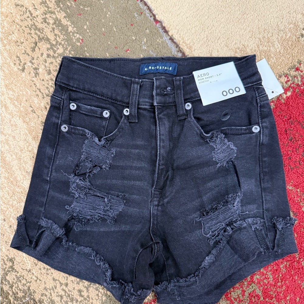 Aeropostale Charcoal Distressed Jean Shorts